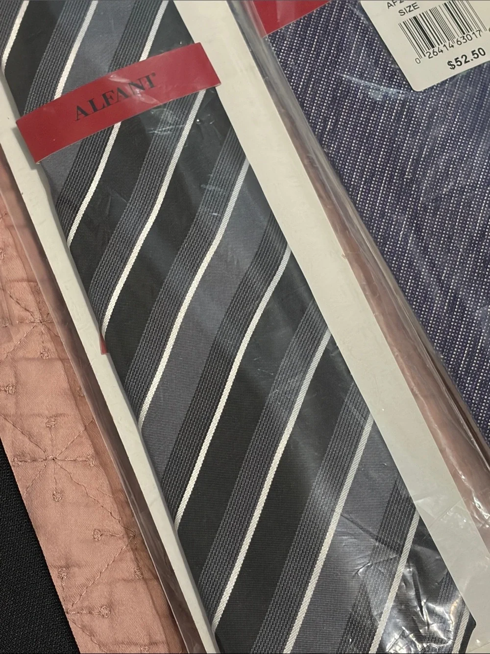 Alfani set of 3 Black & Silver Striped Men's Ties